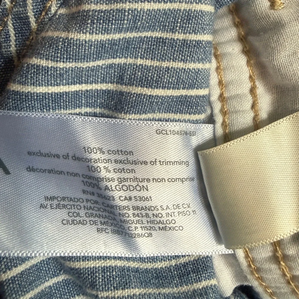 Vintage y2k OshKosh Bgosh Toddler 5T Hickory Stripe Denim Shortalls Blue White